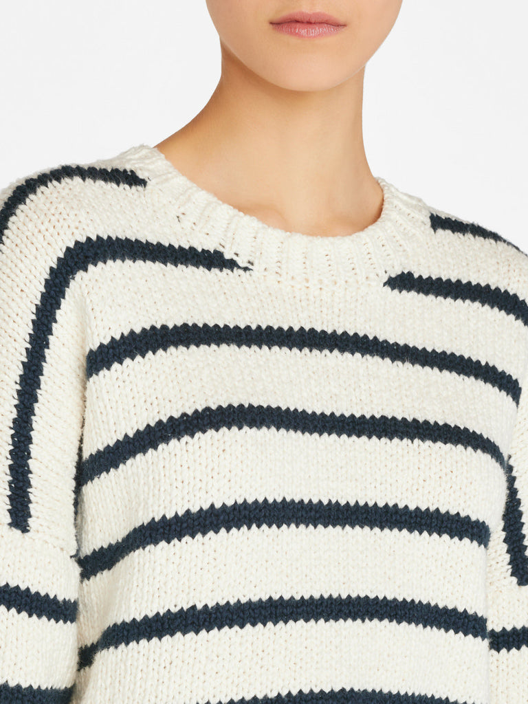 Frame Oversized Crop Crew Neck Sweater Navy Multi Bach&Co