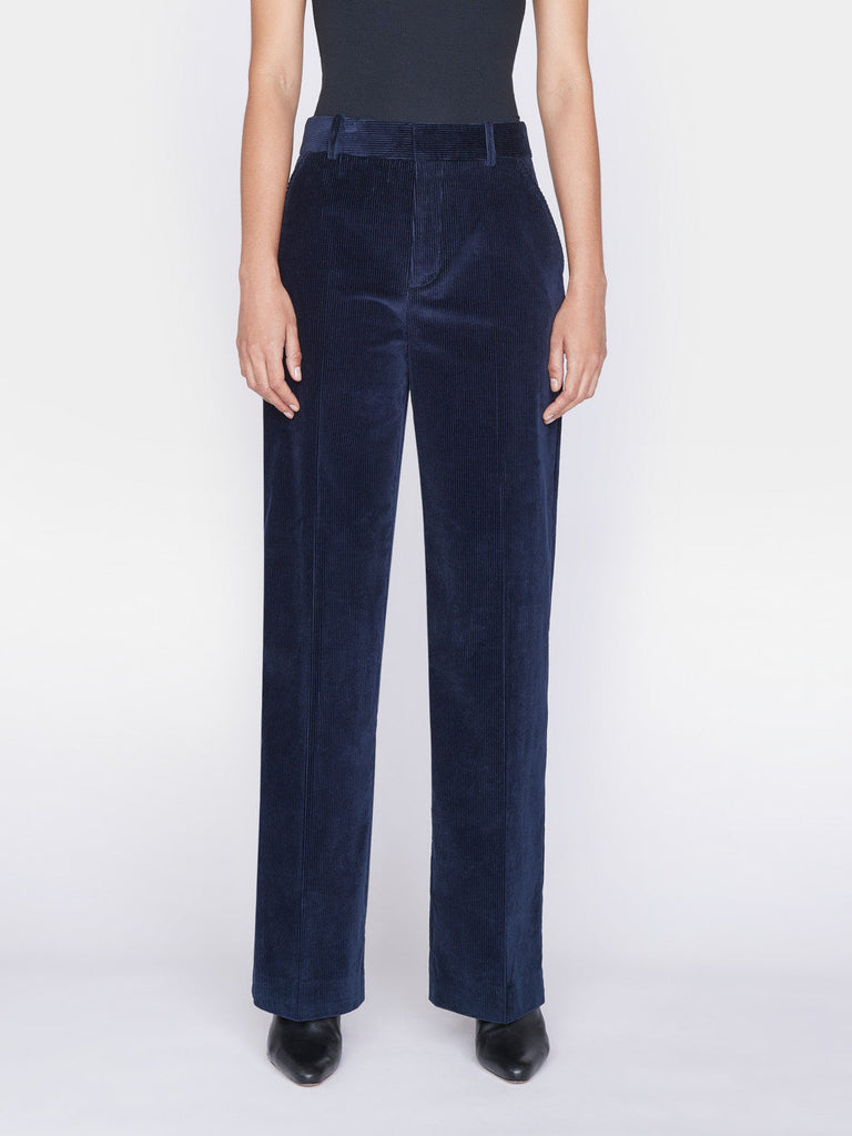 Frame High Rise Relaxed Cord Trouser Navy Bach&Co