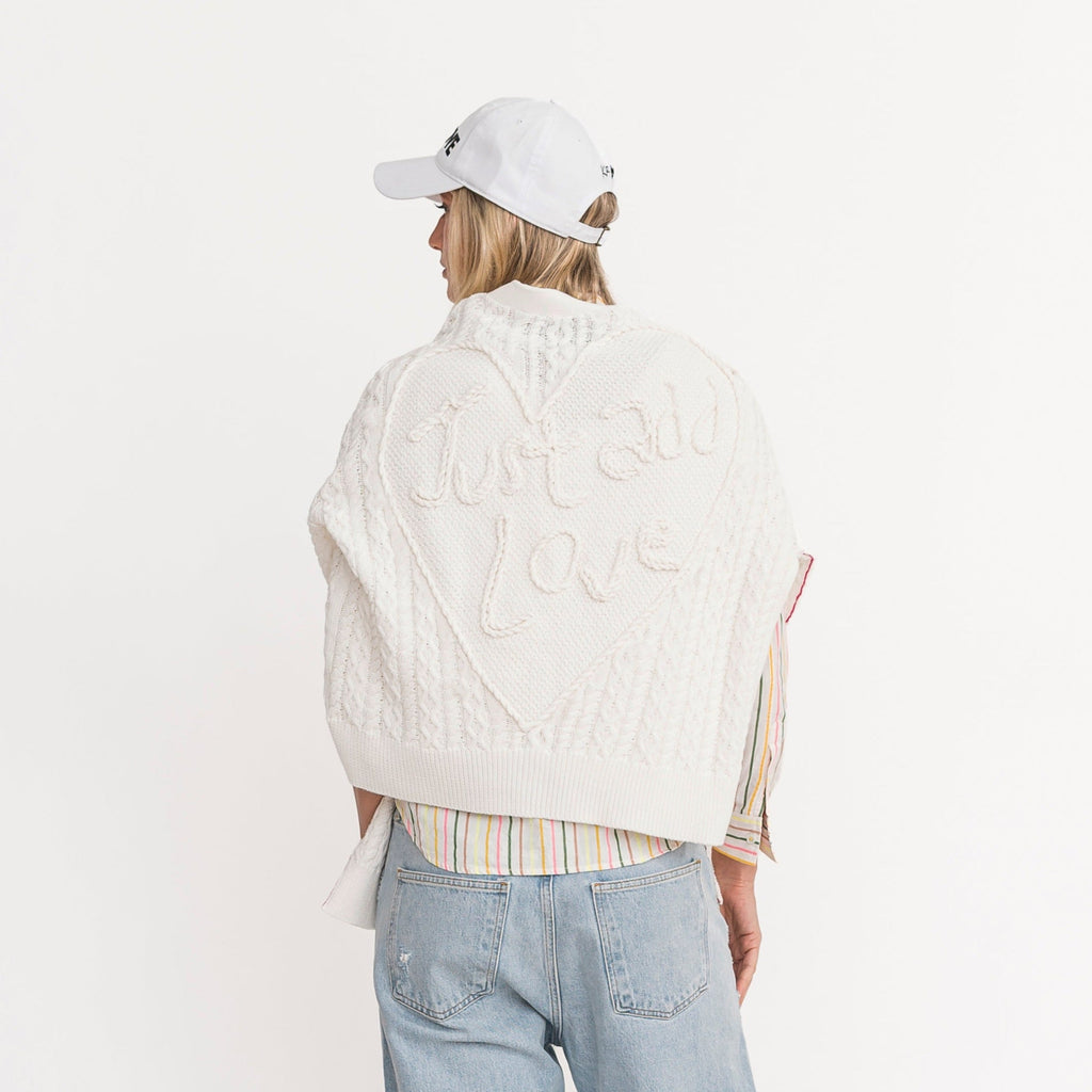 Kerri Rosenthal Suzanne Cardigan With "Just Add Love" Stitch Cloud White Bach&Co