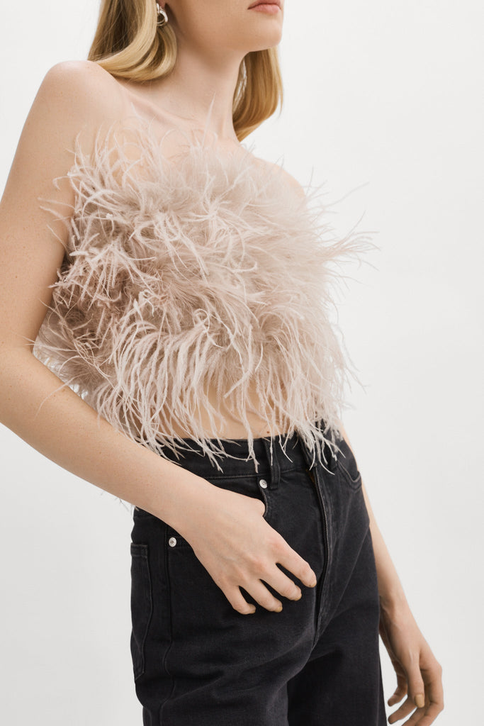 LaMarque Zaina Feather Bustier Top Feather Pink Bach&Co