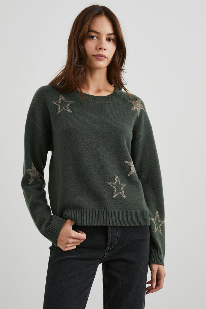 Rails Perci Sweater Olive Gold Stars Bach&Co