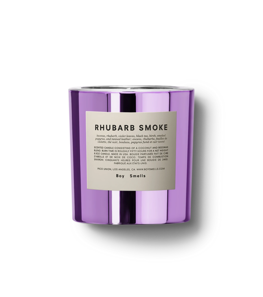 Boysmells Rhubarb Smoke Candle Incense, Rhubarb, Violet Leaves, Black Tea, Birch, Smoked Papyrus And Tanned Leather Bach&Co