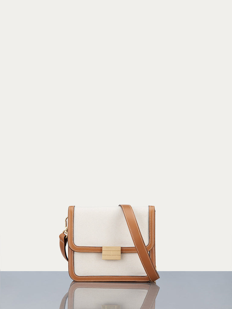 Frame Le Signature Mini Canvas Handbag Natural/Cuoio Bach&Co
