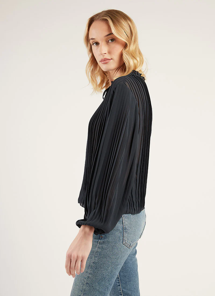 Frame Tie Front Pleated Top Navy Bach&Co