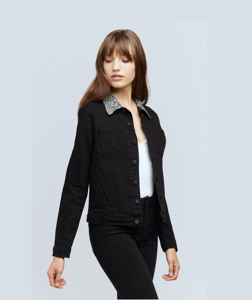 L'agence Celine Crystal Collar Jacket Saturated Black Bach&Co 03