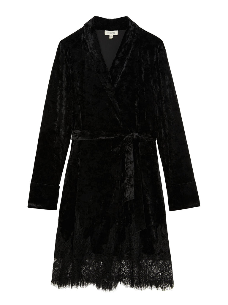 L'agence Kamari Velvet Wrap Dress Black Bach&Co