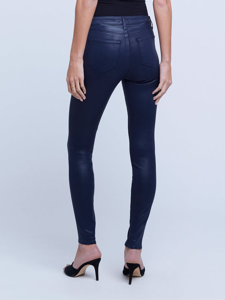 L'agence Marguerite High Rise Skinny Coated Jean Navy Coated Bach&Co