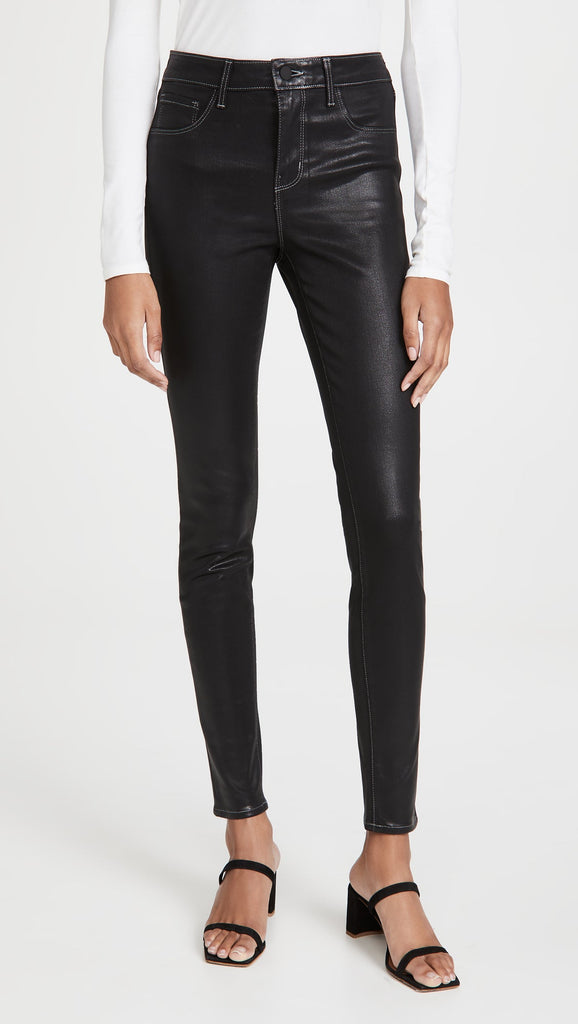 L'agence Marguerite High Rise Skinny Coated Jean Noir Bach&Co