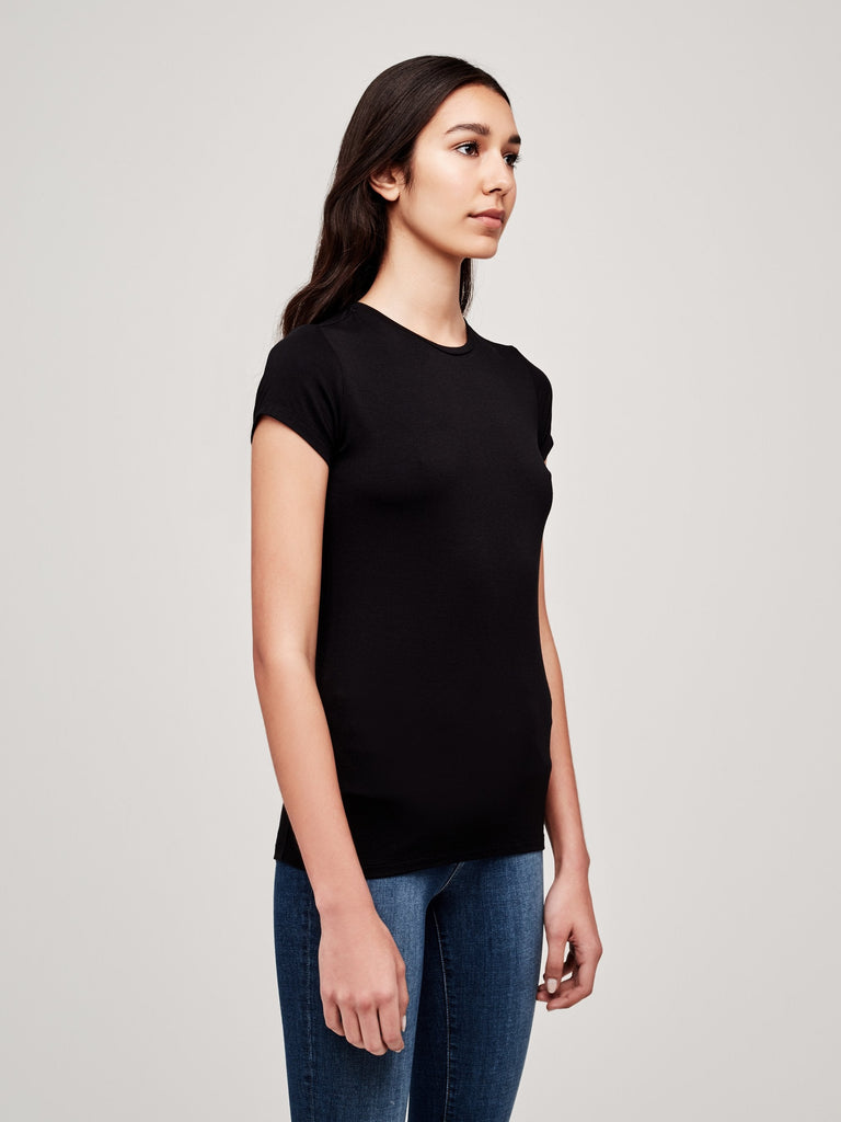 L'agence Ressi Crew Neck Short Sleeve Top Black Bach&Co