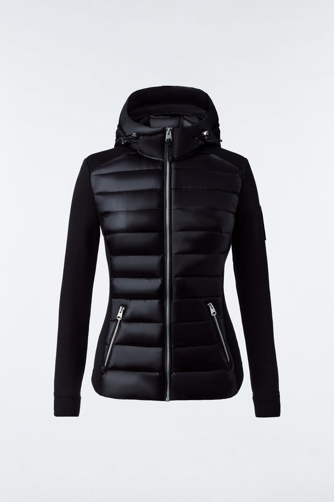 Mackage Della Ladies Mixed-Media Jacket With Tunnel Hood Black Bach&Co