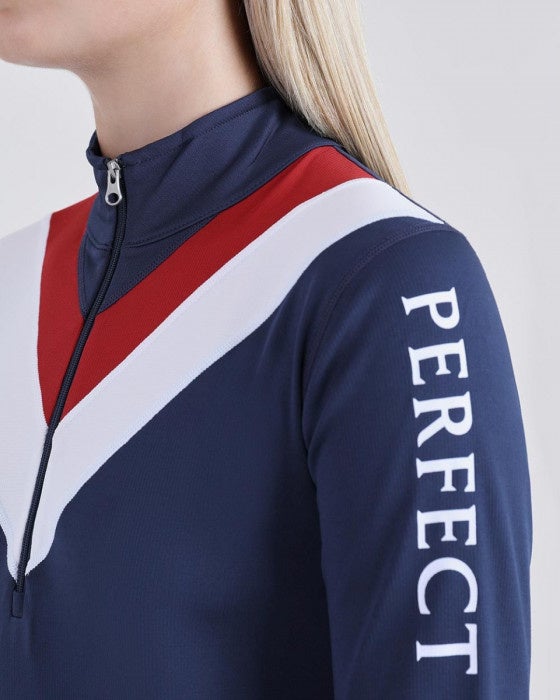 Perfect Moment Chevron Thermal 1/2 Zip Top Navy Bach&Co
