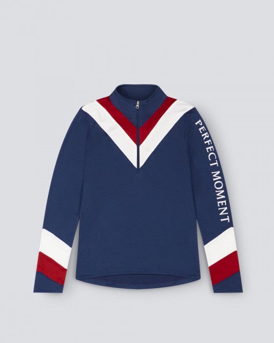 Perfect Moment Chevron Thermal 1/2 Zip Top Navy Bach&Co
