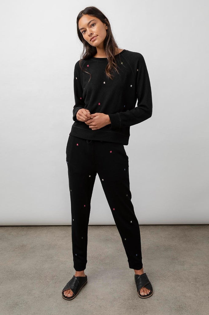 RAILS Oakland - Sweatpants With Star Embroidery Jet Black Star Embroidery Bach&Co