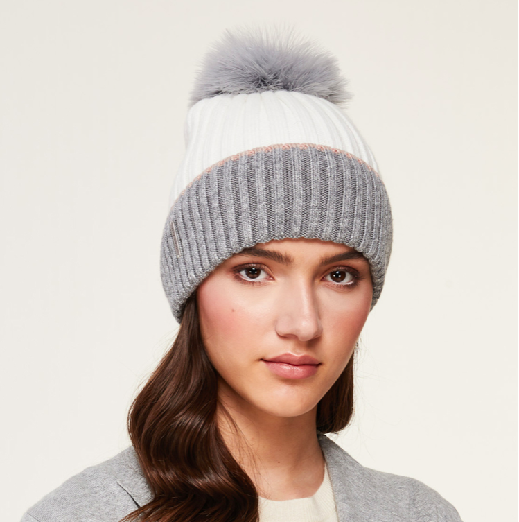 Soia and Kyo Ciel Hat With Removable Feather Pom Pom Off White Bach&Co