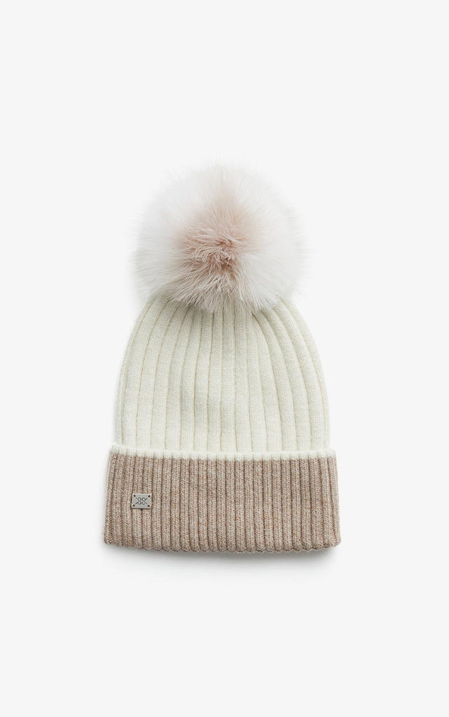 Soia and Kyo Ciel Hat With Removable Feather Pom Pom Powder-Fawn Bach&Co
