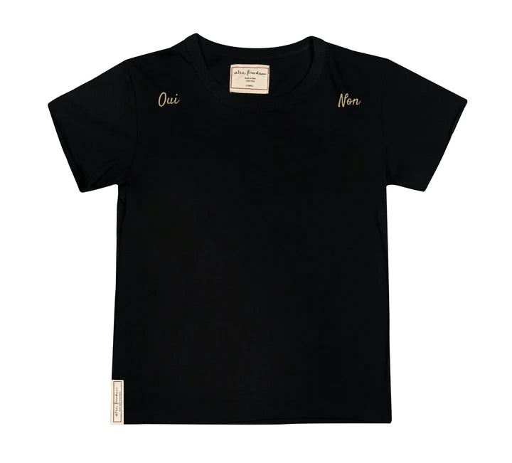 also freedom Oui Non, Air Tee Black, Beige Embroidery Bach&Co
